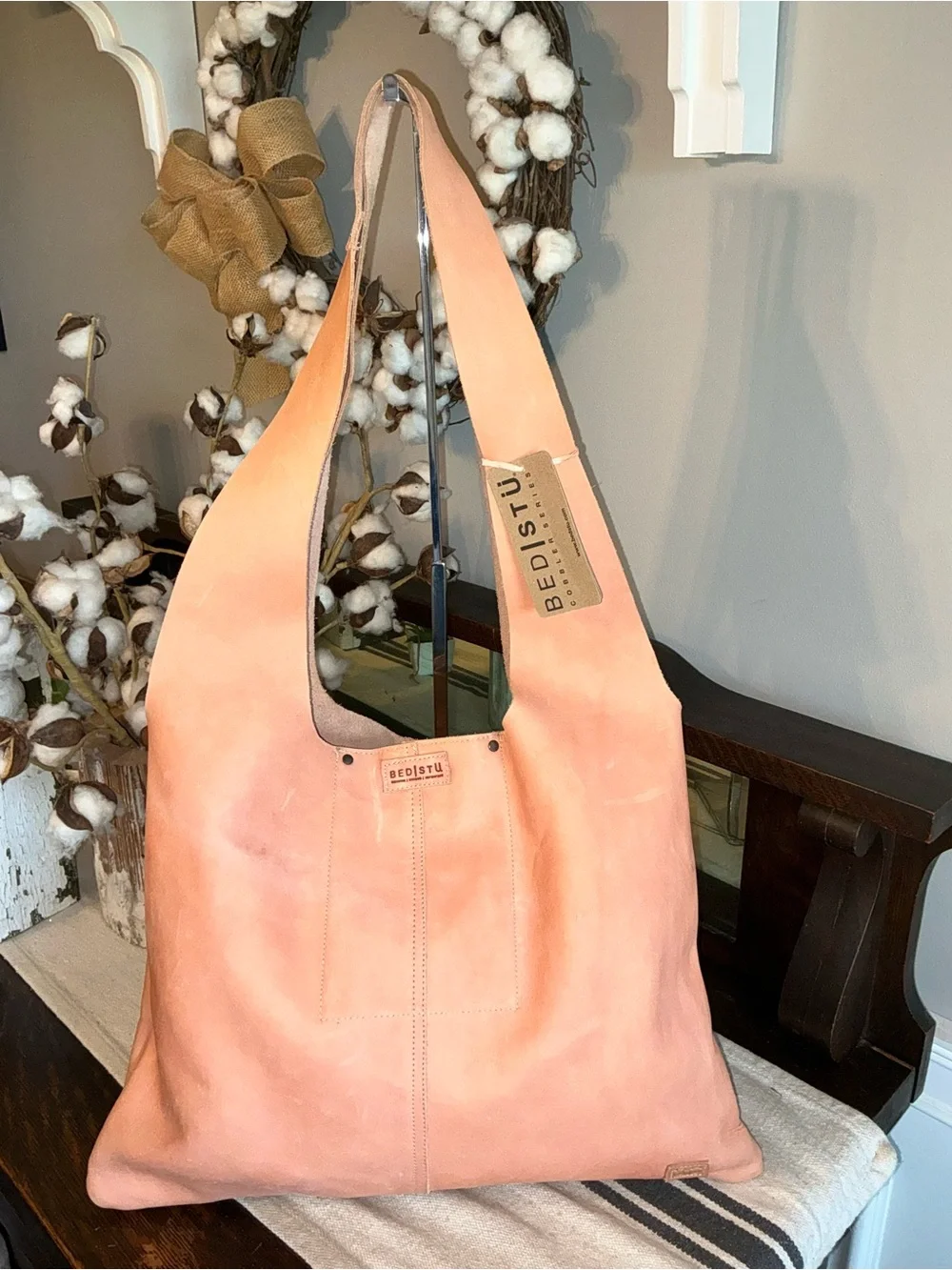 NWT Bed Stu Leather Ariel Hobo Shoulder Slouch Bag Blossom Velvet Retail $249